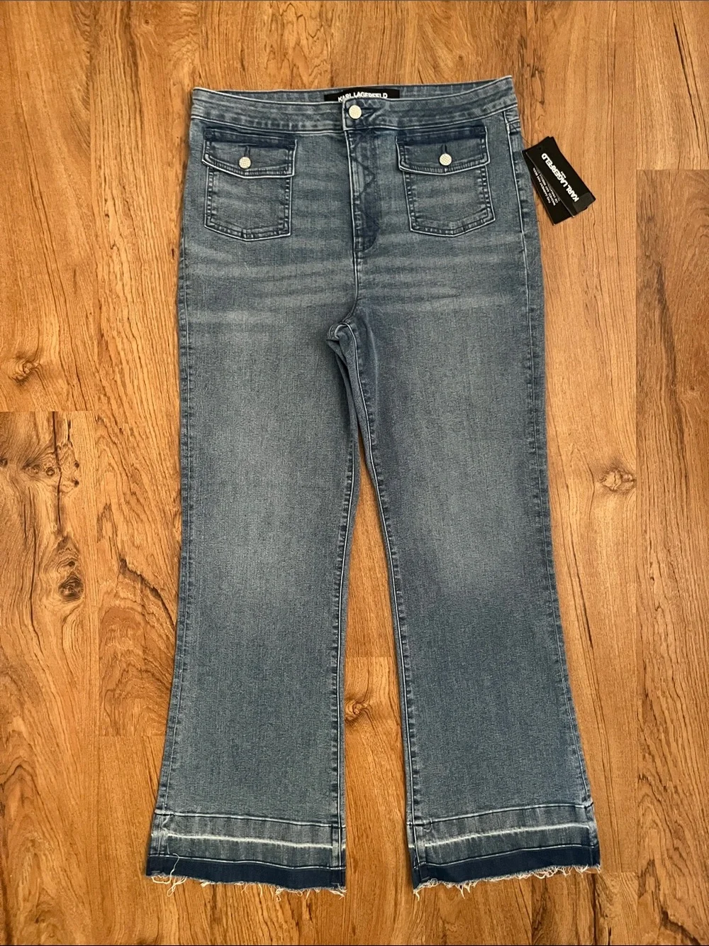 NWT Karl Lagerfeld Patch Pocket Flare Jeans